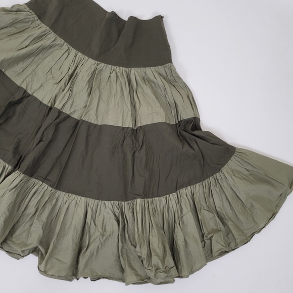 Y2K Tiered Midi Skirt Circle Full A-line Ruffle Cotton Twirl Flowy - Picture 3 of 10